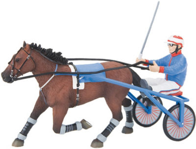 Sulky mit Fahrer und Pferd