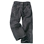 Cordhose mit Ziernähten auf den Gesäßtaschen, Hakenverschluss und innen verstellbarem Bund. 100% Baumwolle.